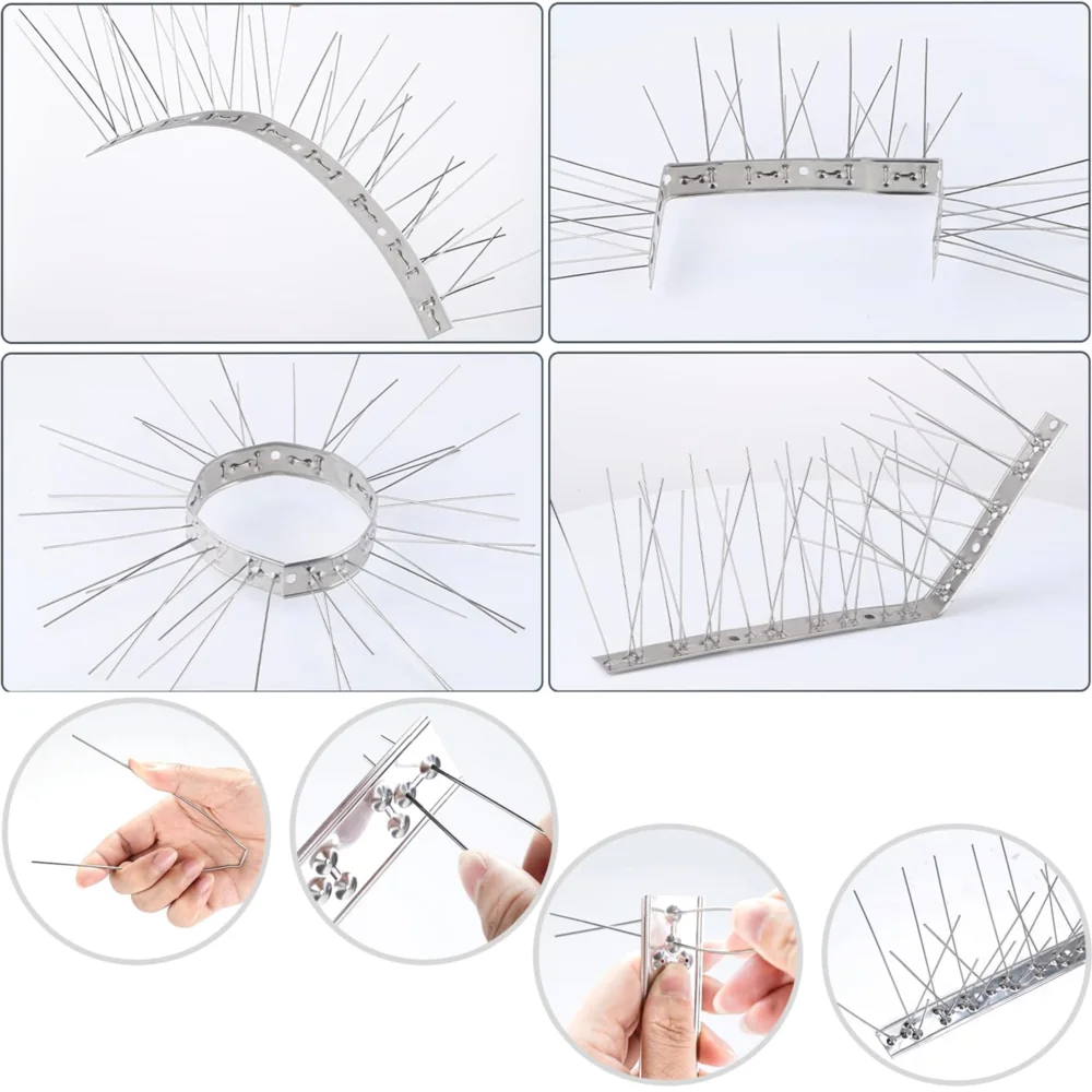 Kolce przeciw ptakom, stal nierdzewna, bezpieczne dla ptaków 50cm 60 sztuk