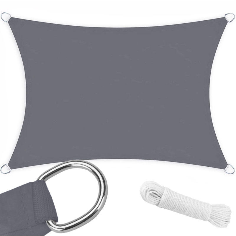 Żagiel przeciwsłoneczny wodoodporny prostokątny Grafitowy 3x4m + Linka