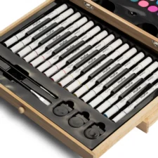 Zestaw artystyczny dla dzieci do malowania i rysowania 196 elementów + Drewniana Walizka