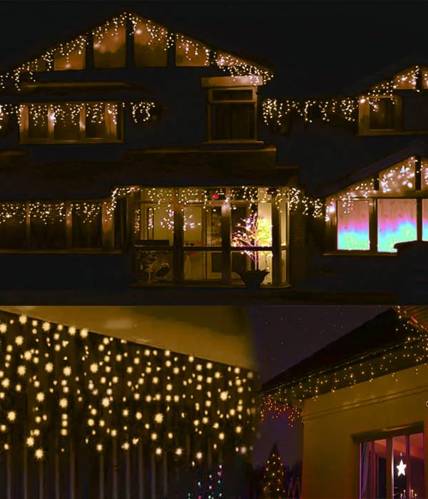 Sople lampki zewnętrzne 100LED 5m IP44 Biały Ciepły