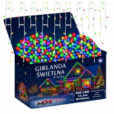 Sople lampki zewnętrzne 300LED 10m IP44 Multikolor