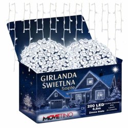 S2Z Sople 200 LED kurtyny Biały Zimny