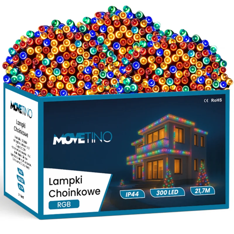 Lampki choinkowe świąteczne 300LED 21m IP44 Multikolor