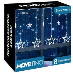 Girlanda 138LED kurtyna Gwiazdki Biały Zimny