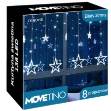 Kurtyna świetlna lampki świąteczne LED w Gwiazdki 120LED IP20 Biały Zimny