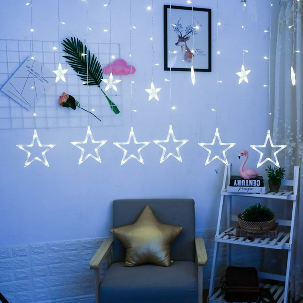 Kurtyna świetlna lampki świąteczne LED w Gwiazdki 120LED IP20 Biały Zimny