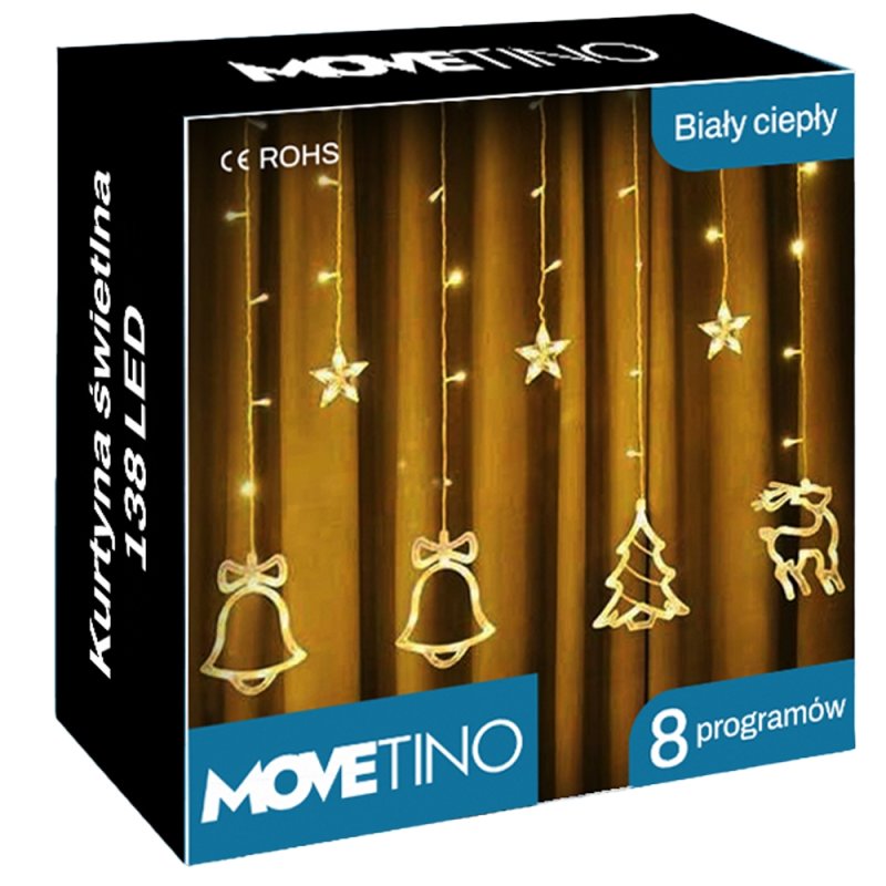 Kurtyna świetlna lampki 138 LED Biały Ciepły