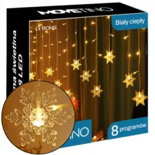 Kurtyna świetlna lampki świąteczne LED w Płatki Śniegu 120LED IP44 Biały Ciepły