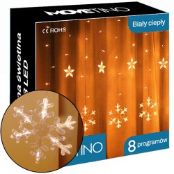 Kurtyna świetla świąteczna Snieżynki Gwiazdki