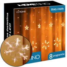 Kurtyna świetlna lampki świąteczne LED w Śnieżynki 120LED IP44 Biały Ciepły