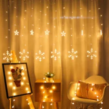 Kurtyna świetlna lampki świąteczne LED w Śnieżynki 120LED IP44 Biały Ciepły