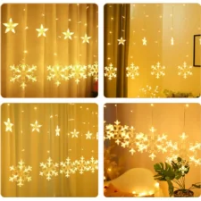 Kurtyna świetlna lampki świąteczne LED w Śnieżynki 120LED IP44 Biały Ciepły