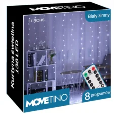 Kurtyna świetlna druciki LED w formie Zasłon Świetlnych 300LED Biały Zimny