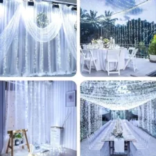 Kurtyna świetlna druciki LED w formie Zasłon Świetlnych 300LED Biały Zimny