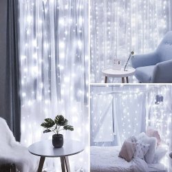 Lampki kurtyna świetlna 300LED Biały Zimny