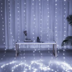 Lampki kurtyna świetlna 300LED Biały Zimny