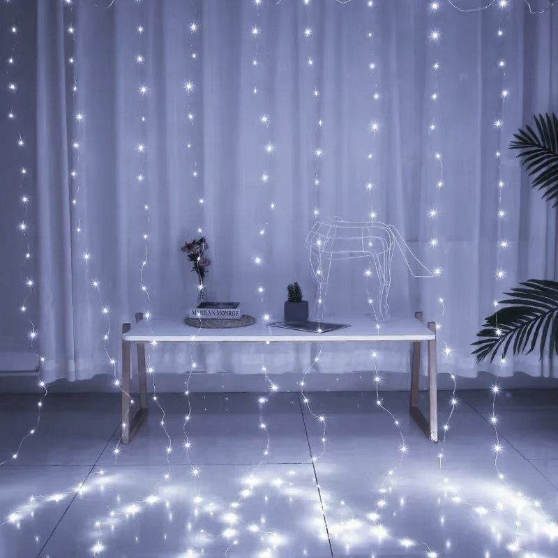 Lampki kurtyna świetlna 300LED Biały Zimny