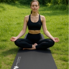 Mata antypoślizgowa do ćwiczeń, fitness lub jogi NBR Czarna 183x61x1cm