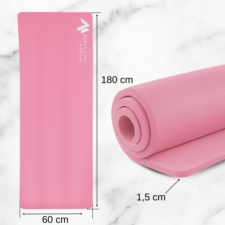 Mata antypoślizgowa do ćwiczeń, fitness lub jogi NBR Różowa 183x61x1,5cm
