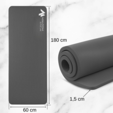 Mata antypoślizgowa do ćwiczeń, fitness lub jogi NBR Szara 183x61x1,5cm