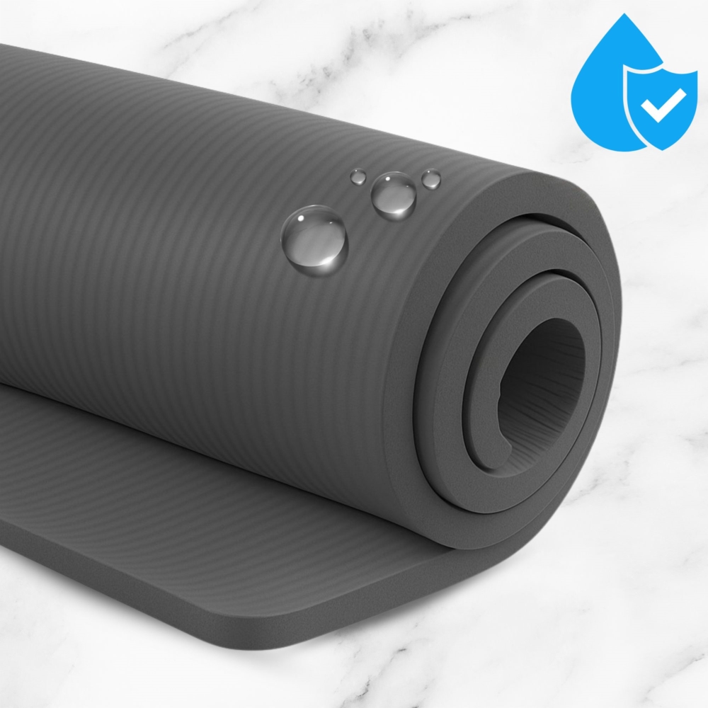 Mata antypoślizgowa do ćwiczeń, fitness lub jogi NBR Szara 183x61x1,5cm