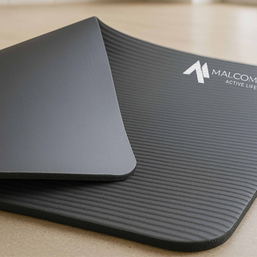 Mata antypoślizgowa do ćwiczeń, fitness lub jogi NBR Szara 183x61x1,5cm