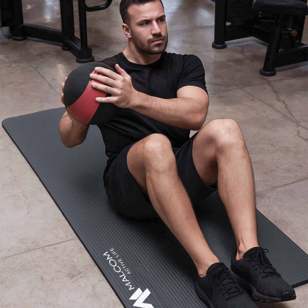 Mata antypoślizgowa do ćwiczeń, fitness lub jogi NBR Szara 183x61x1,5cm