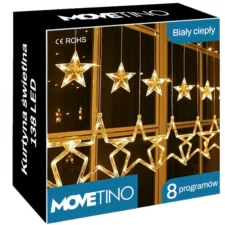 Kurtyna świetlna lampki świąteczne LED w Gwiazdki 120LED IP20 Biały Ciepły