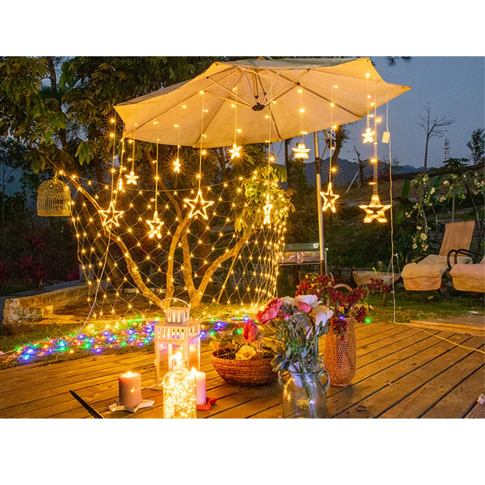 Kurtyna świetlna lampki świąteczne LED w Gwiazdki 120LED IP20 Biały Ciepły