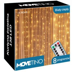 Lampki kurtyna świetlna 300LED Biał Ciepły