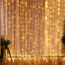 Kurtyna świetlna druciki LED w formie Zasłon Świetlnych 300LED Biały Ciepły