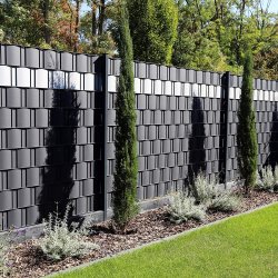 Taśma ogrodzeniowa 19cm x 35m 20 klipsów Antracyt