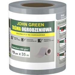 Taśma ogrodzeniowa 19cm x 35m + 20 klipsów Szary