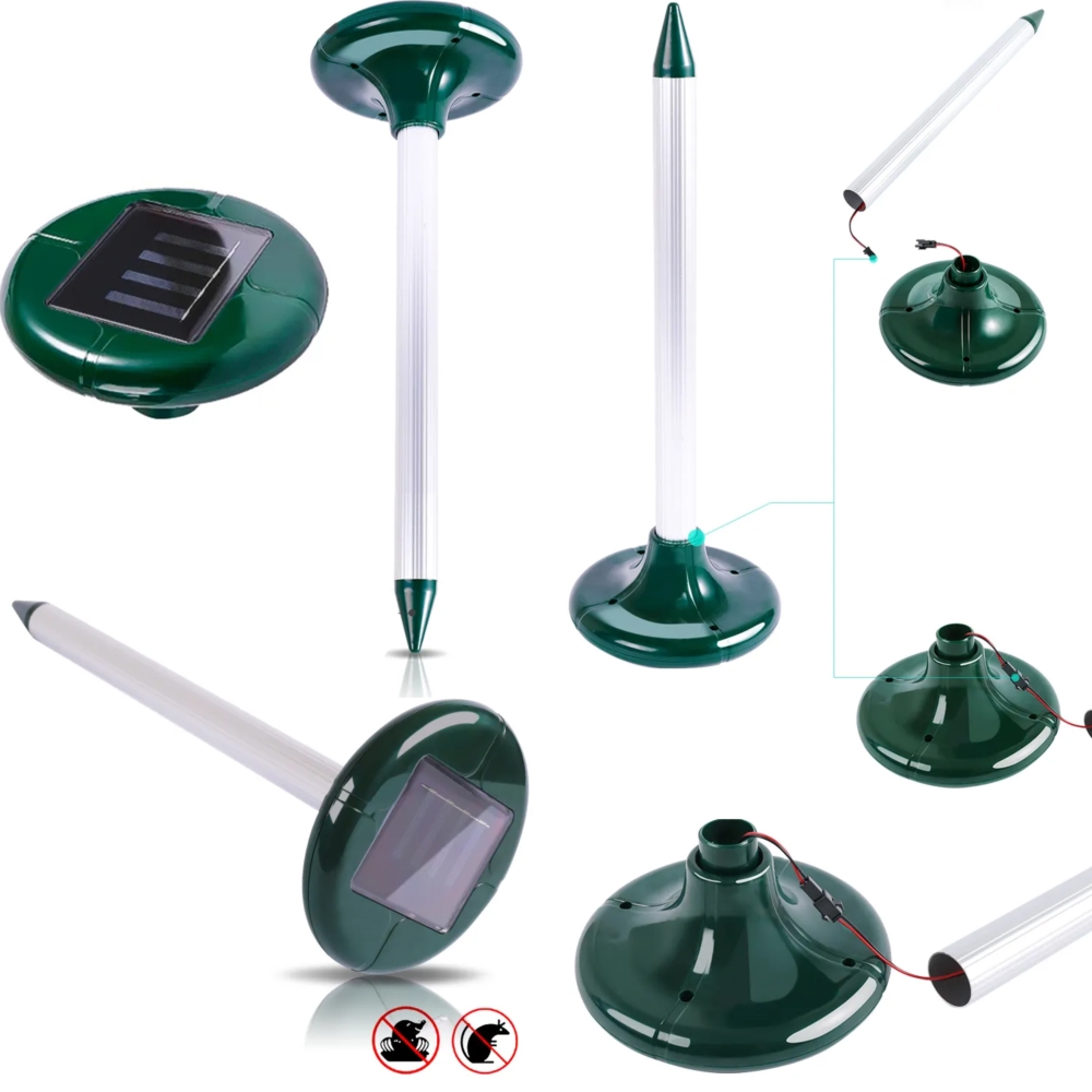 Odstraszacz na krety, gryzonie solarny okrągły zestaw 2 sztuk XXL