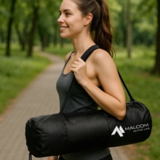 Mata antypoślizgowa do ćwiczeń, fitness lub jogi NBR Czarna 183x61x1,5cm