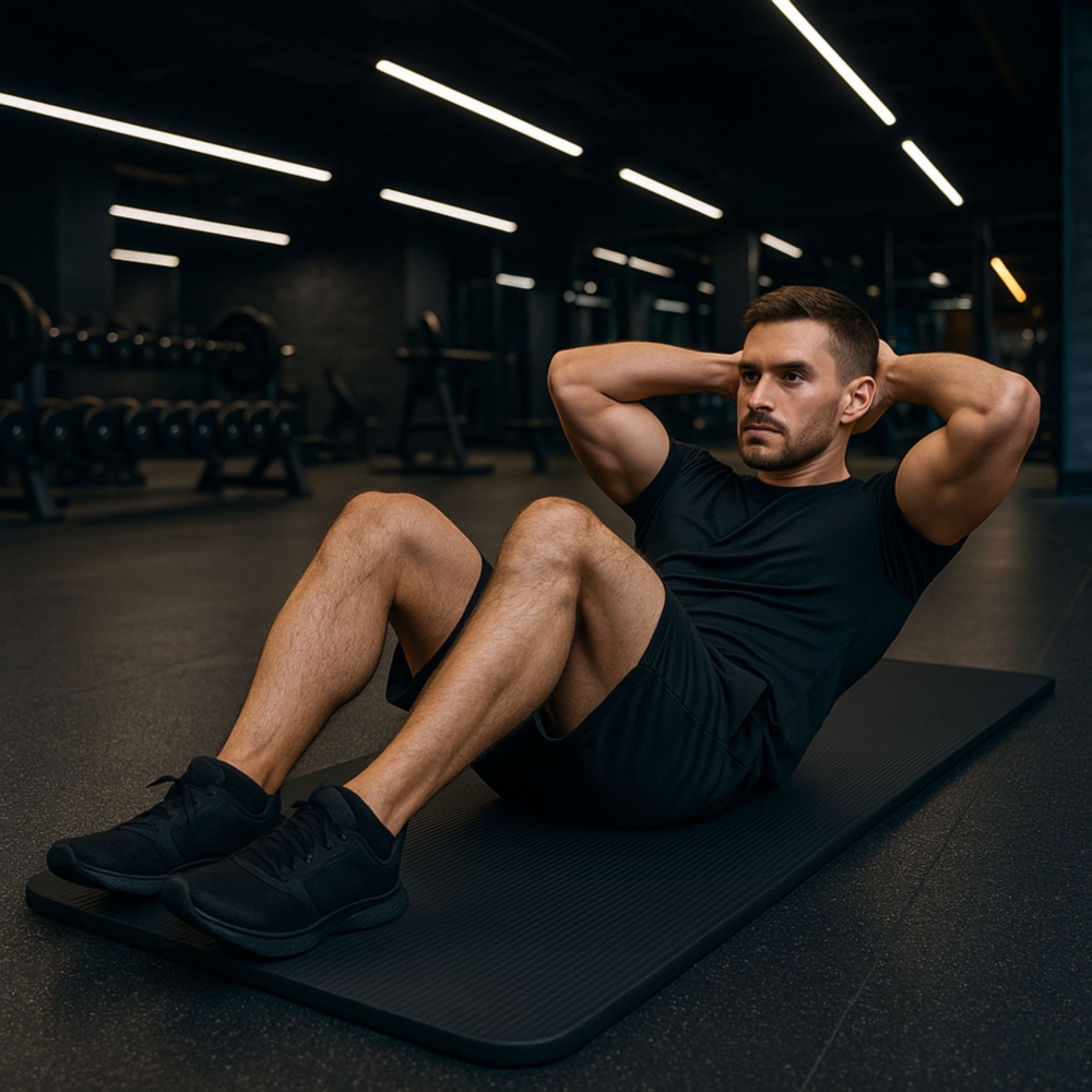 Mata antypoślizgowa do ćwiczeń, fitness lub jogi NBR Czarna 183x61x1cm