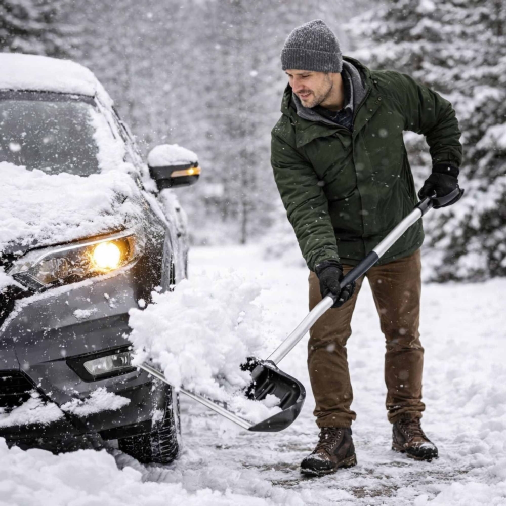 Łopata do śniegu z aluminiowym trzonkiem