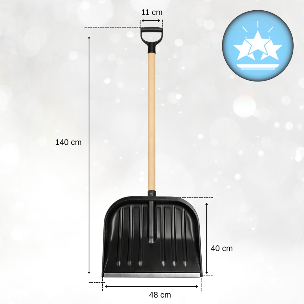 Łopata do śniegu z drewnianym trzonkiem