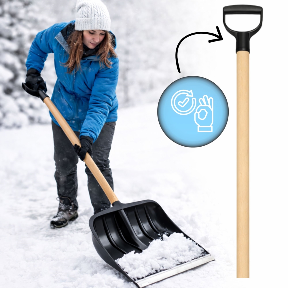 Łopata do śniegu z drewnianym trzonkiem