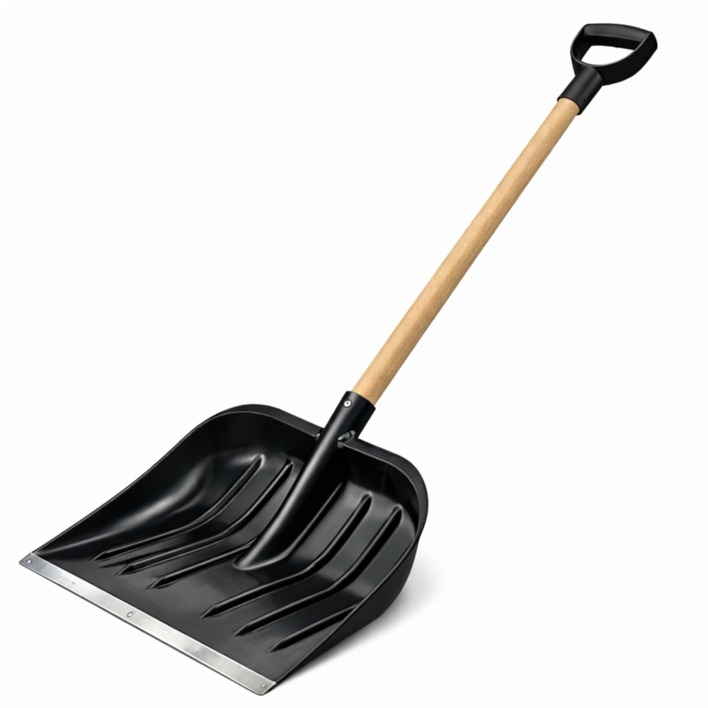Łopata do śniegu z drewnianym trzonkiem