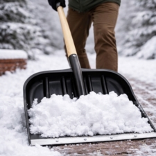 Łopata do śniegu z drewnianym trzonkiem