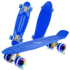 Deskorolka Fiszka dla dzieci z podświetlanymi kółkami LED Niebieska