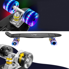 Deskorolka Fiszka dla dzieci z podświetlanymi kółkami LED Czarna