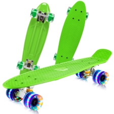 Deskorolka Fiszka dla dzieci z podświetlanymi kółkami LED Zielona