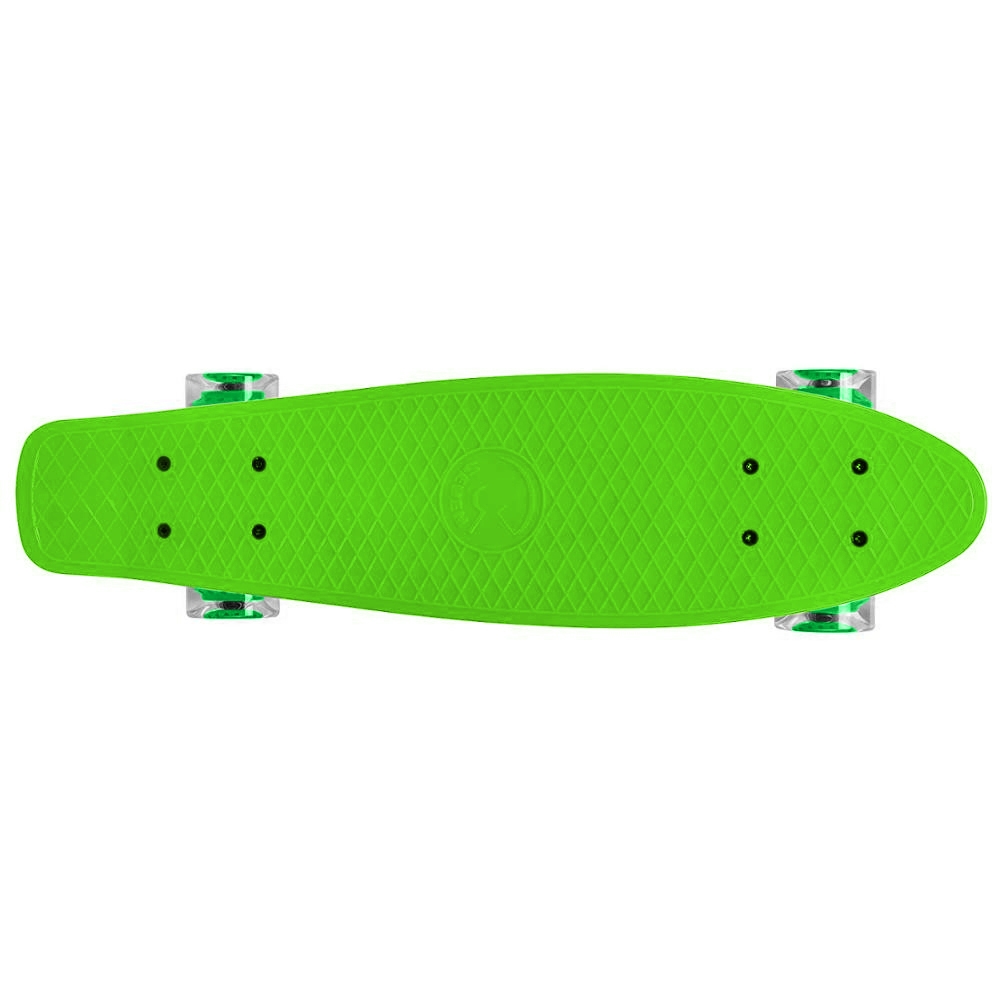 Deskorolka Fiszka dla dzieci z podświetlanymi kółkami LED Zielona