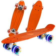 Deskorolka Fiszka dla dzieci z podświetlanymi kółkami LED Pomarańczowa