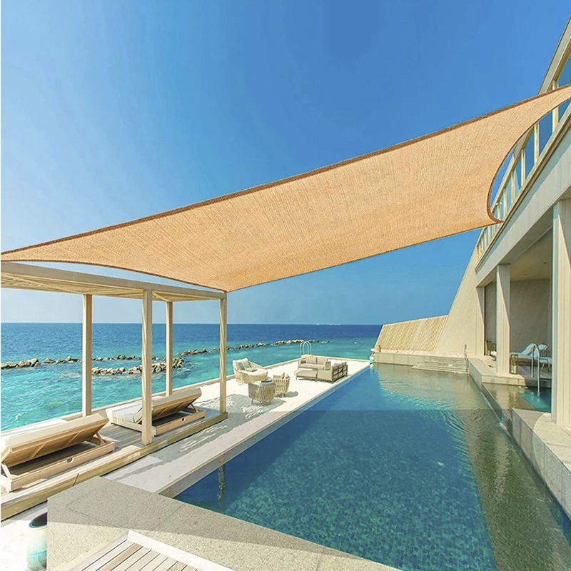 Żagiel przeciwsłoneczny ogrodowy kwadratowy Beżowy 5x5m + Linka