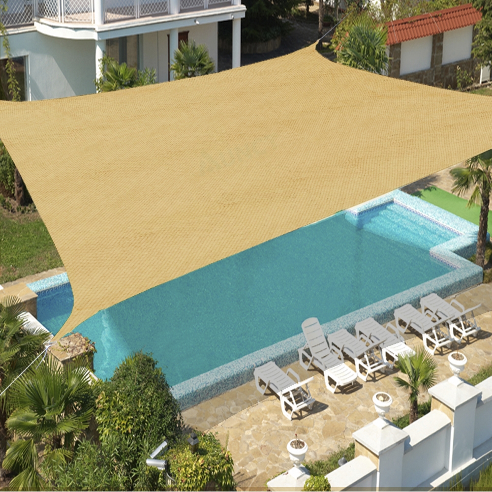 Żagiel przeciwsłoneczny ogrodowy kwadratowy Beżowy 5x5m + Linka