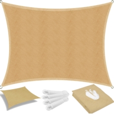Żagiel przeciwsłoneczny ogrodowy kwadratowy Beżowy 3x3m + Linka