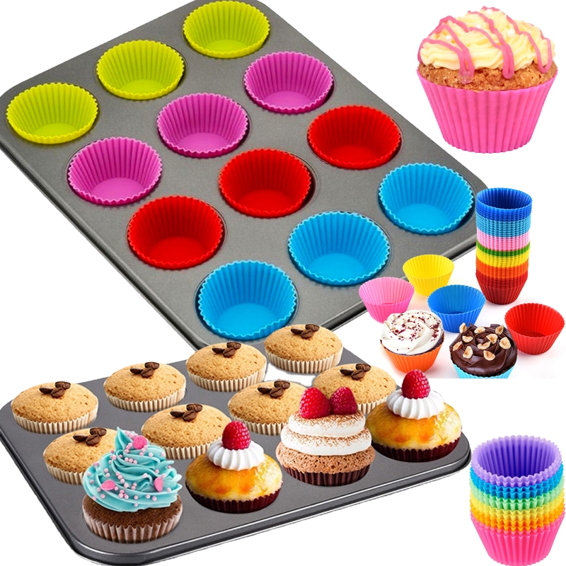 Forma stalowa do muffinek babeczek + Foremki silikonowe 12 sztuk